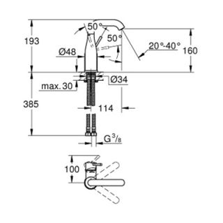 СМЕСИТЕЛЬ GROHE ESSENCE NEW 23463001 ДЛЯ РАКОВИНЫ